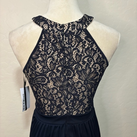 Enfocus Studio Blue Halter Top Sheer Lace Fit and Flare Cocktail Dress Size 4 - Picture 6 of 11